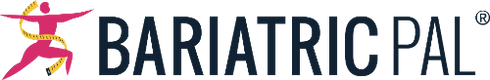 A dynamic logo featuring a stylized figure in motion, wrapped in a measuring tape, with the text "Bariatric Pal" in bold letters, symbolizing support for weight loss and health management.
