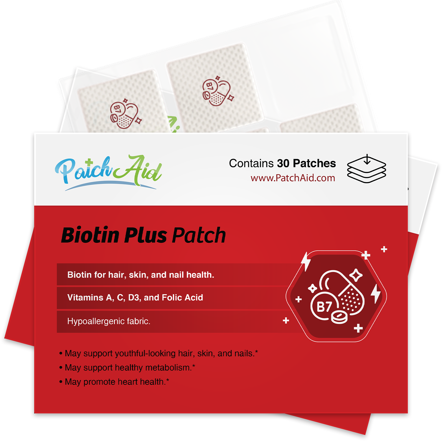 Biotin Plus Vitamin Patch for Hair, Skin, and Nails by PatchAid