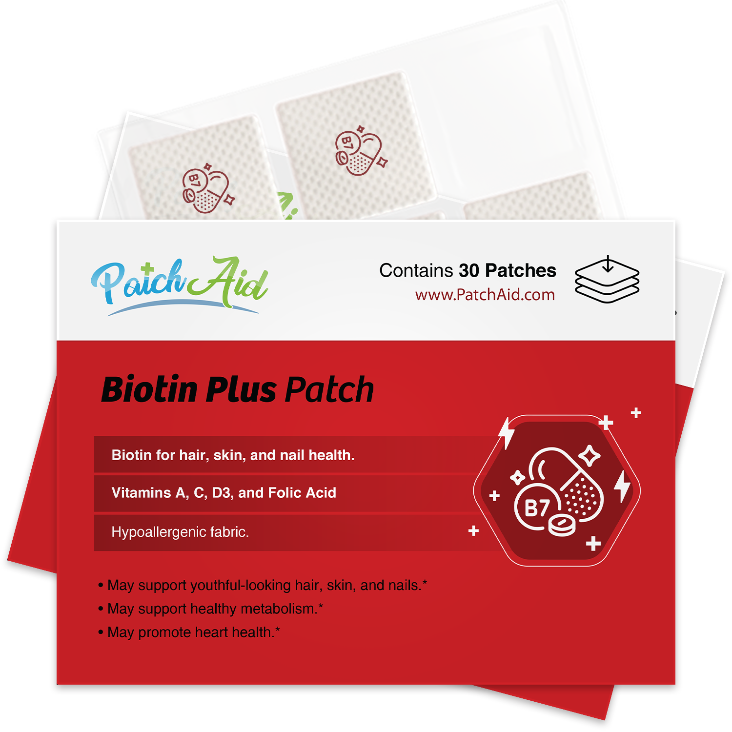 Biotin Plus Vitamin Patch for Hair, Skin, and Nails by PatchAid - High-quality Vitamin Patch by PatchAid at BariatricPal Store