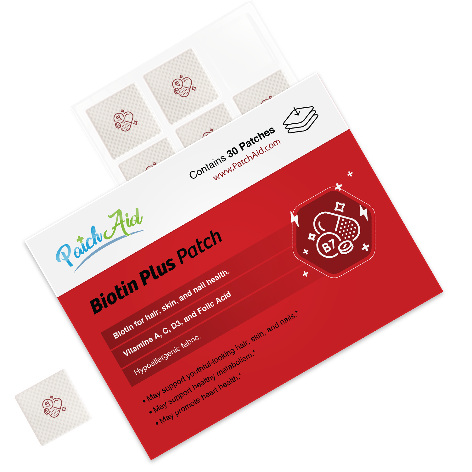 Biotin Plus Vitamin Patch for Hair, Skin, and Nails by PatchAid - High-quality Vitamin Patch by PatchAid at BariatricPal Store