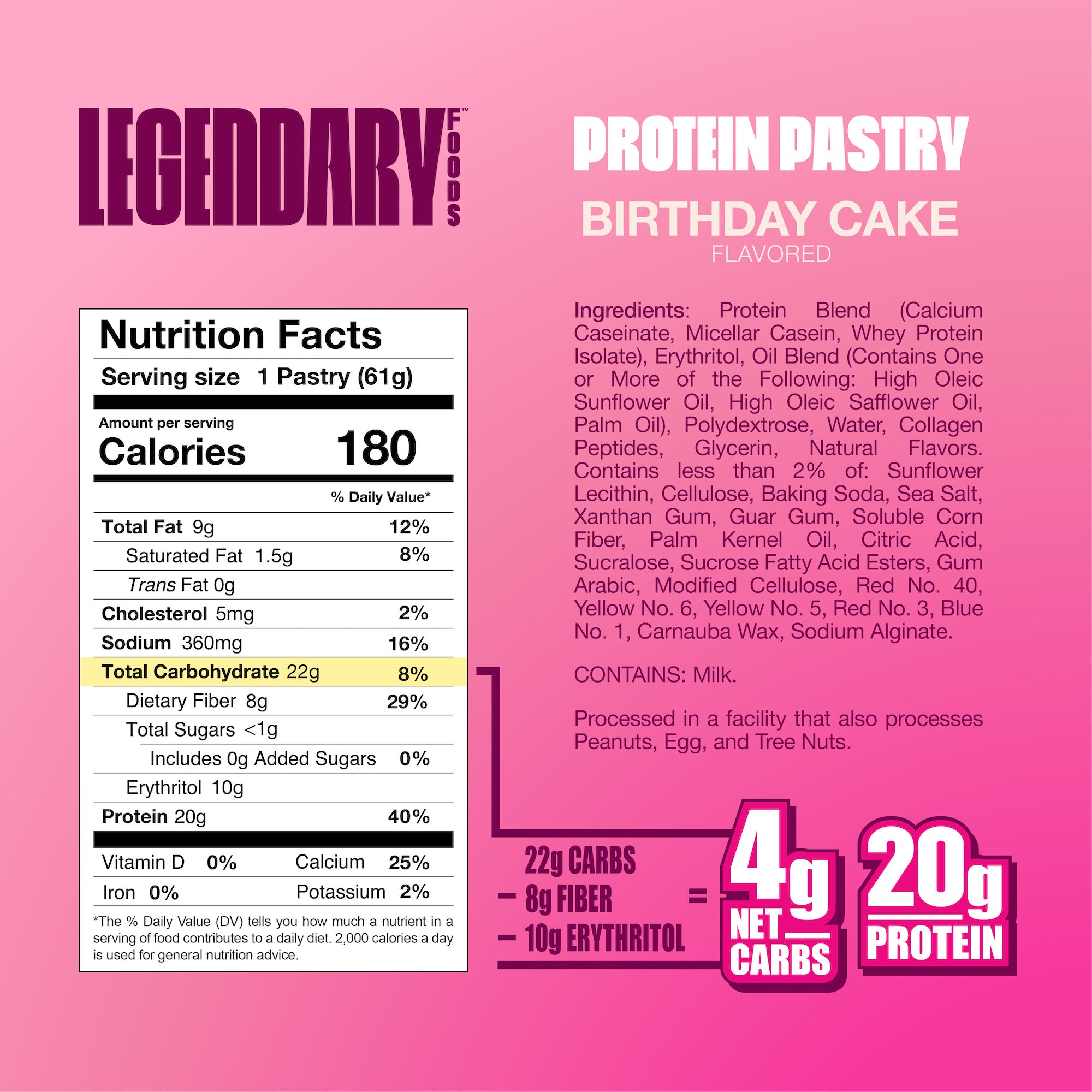 "Cake Style" Low-Carb Protein Pastry by Legendary Foods - Birthday Cake - High-quality Cakes & Cookies by Legendary Foods at BariatricPal Store