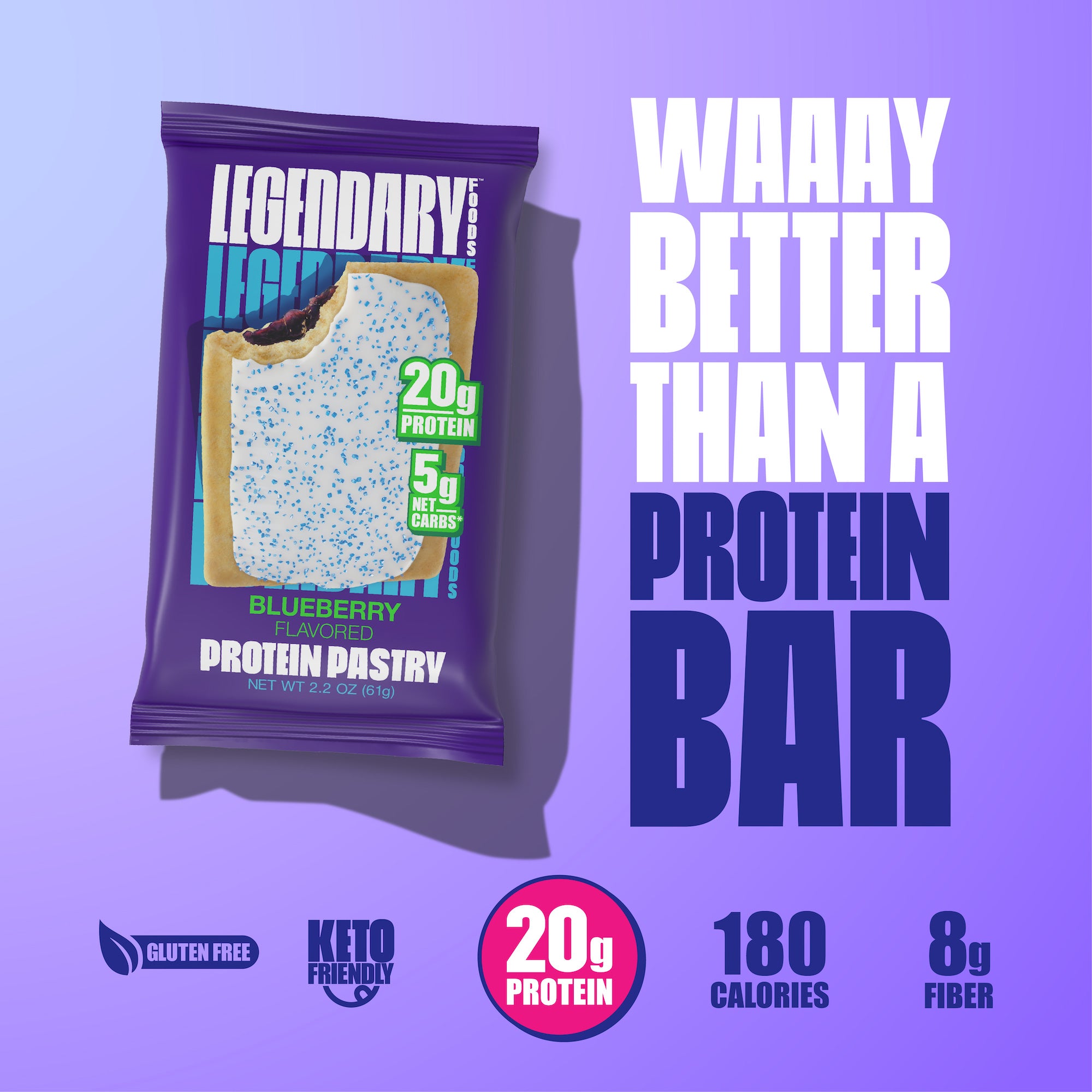 "Cake Style" Low-Carb Protein Pastry by Legendary Foods - Blueberry - High-quality Cakes & Cookies by Legendary Foods at BariatricPal Store