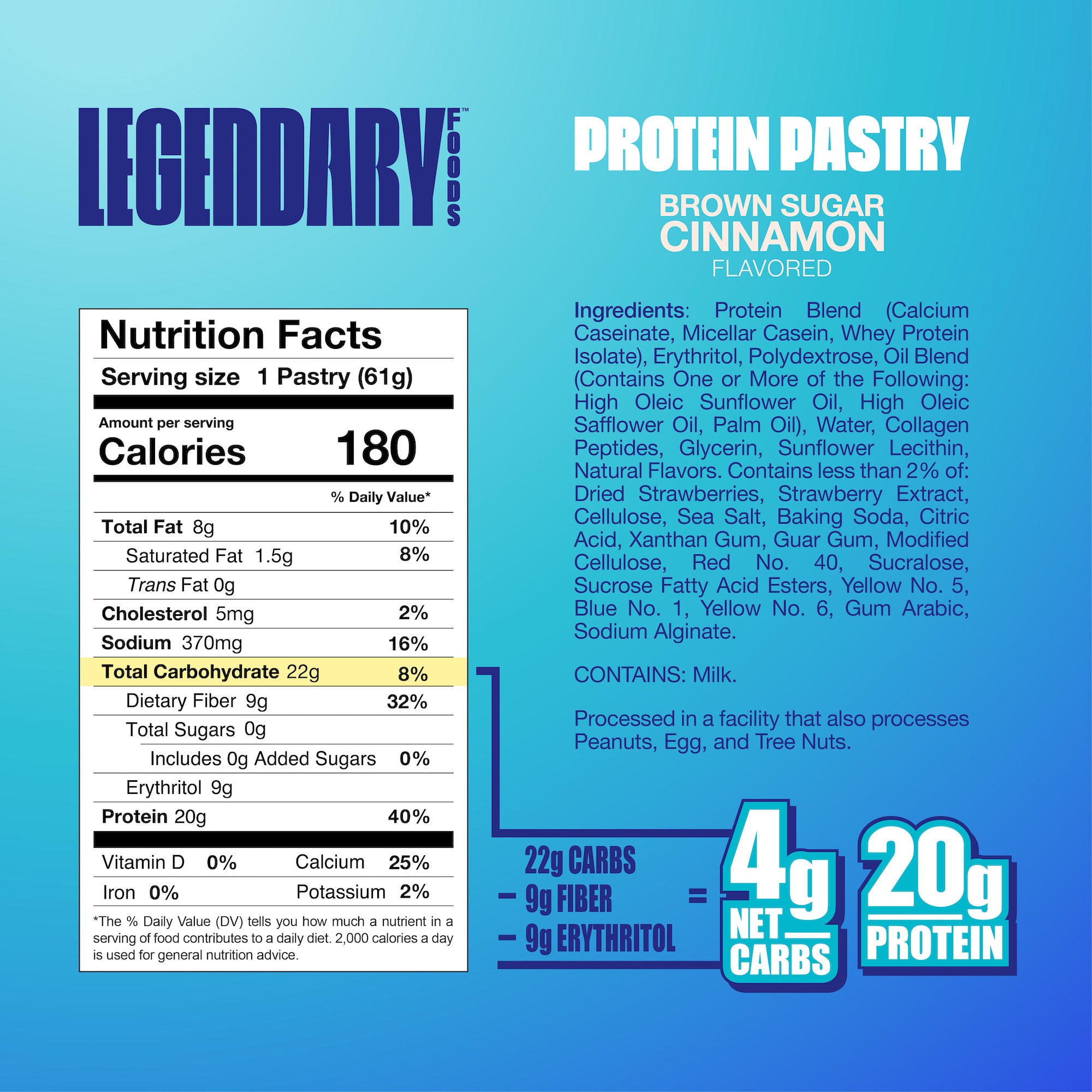 "Cake Style" Low-Carb Protein Pastry by Legendary Foods - Brown Sugar Cinnamon - High-quality Cakes & Cookies by Legendary Foods at BariatricPal Store