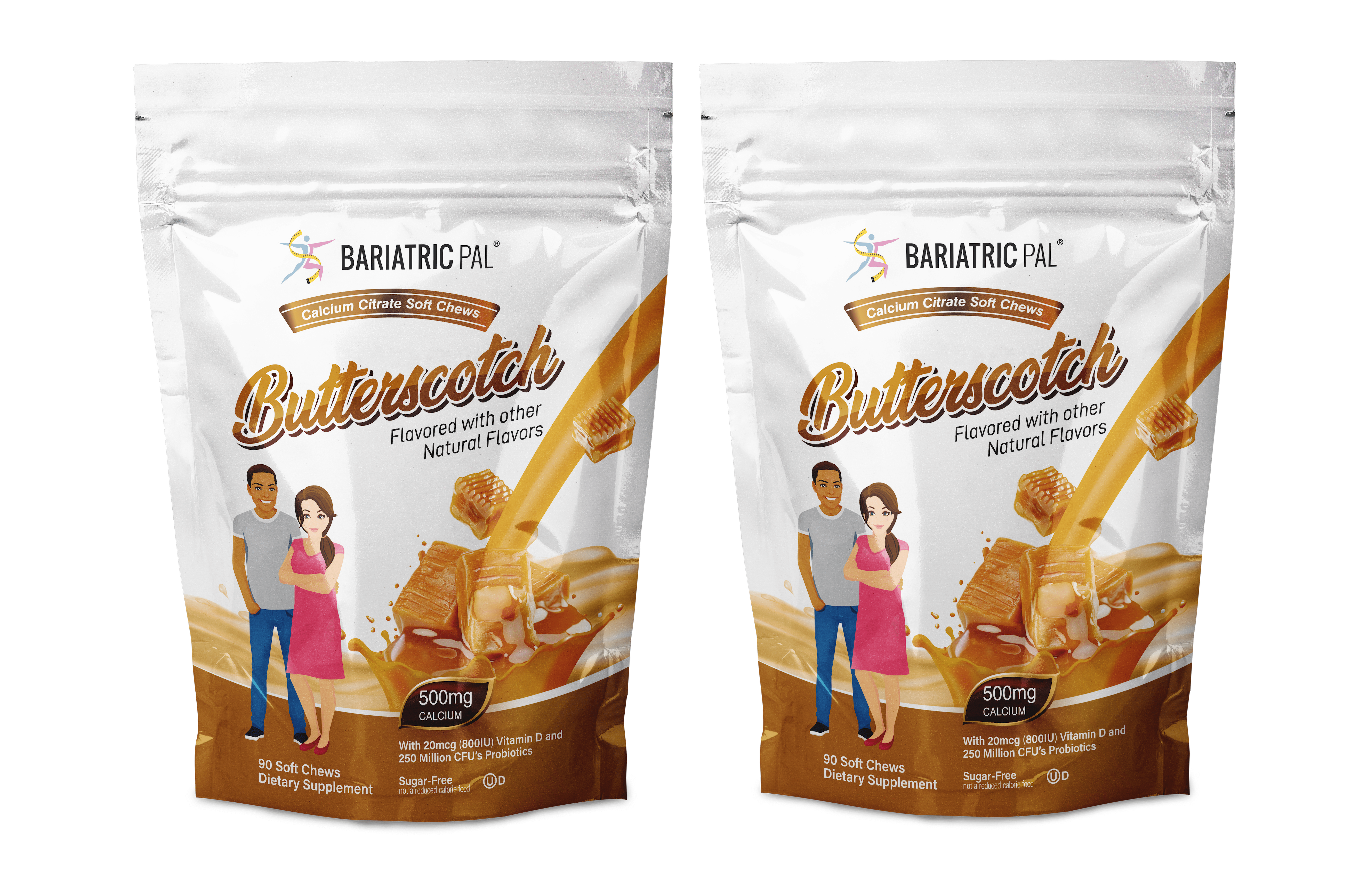 BariatricPal Sugar-Free Calcium Citrate Soft Chews 500mg with Probiotics - Butterscotch - High-quality Calcium by BariatricPal at BariatricPal Store