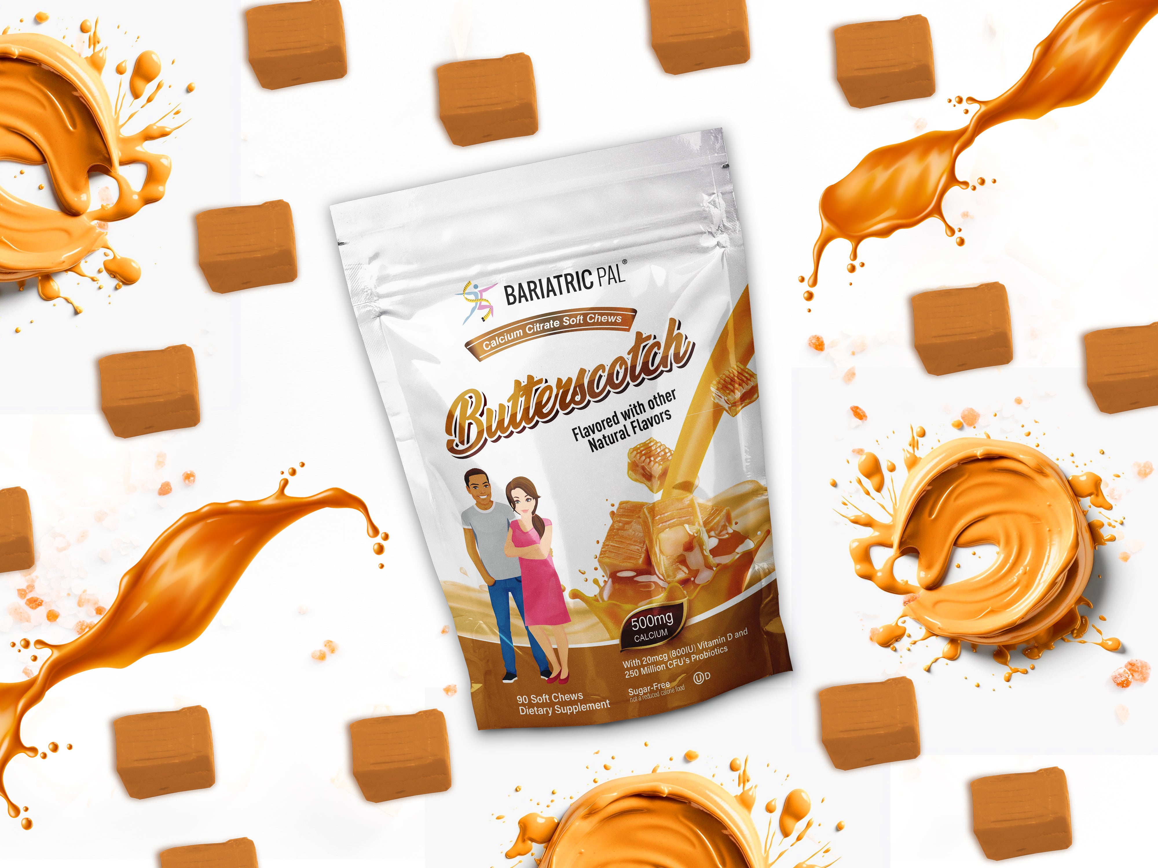 BariatricPal Sugar-Free Calcium Citrate Soft Chews 500mg with Probiotics - Butterscotch - High-quality Calcium by BariatricPal at BariatricPal Store