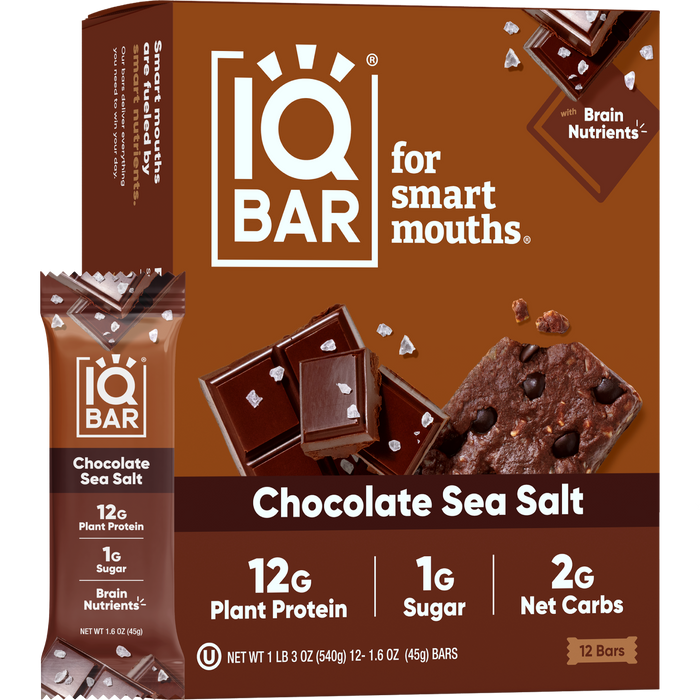 IQBar Vegan and Keto Protein Bars - Chocolate Sea Salt - High-quality Protein Bars by IQBar at BariatricPal Store