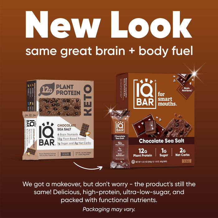 IQBar Vegan and Keto Protein Bars - Chocolate Sea Salt - High-quality Protein Bars by IQBar at BariatricPal Store