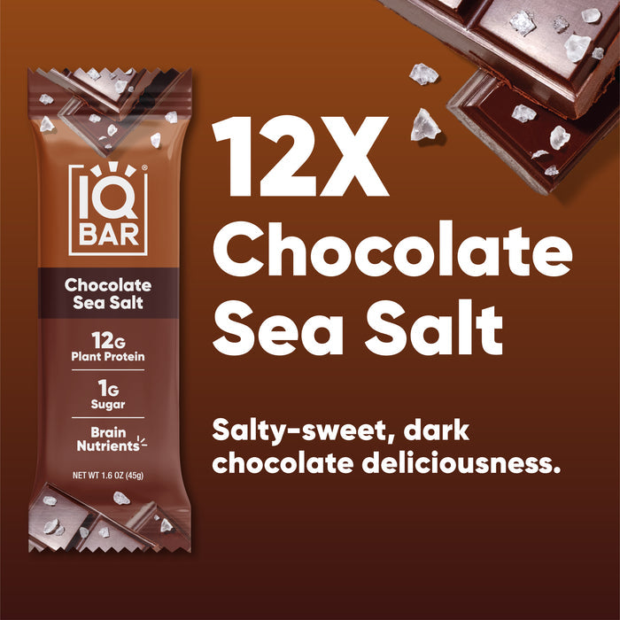 IQBar Vegan and Keto Protein Bars - Chocolate Sea Salt - High-quality Protein Bars by IQBar at BariatricPal Store