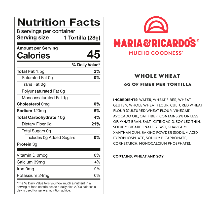 Maria and Ricardo's CarbBueno™ with Whole Wheat Tortillas