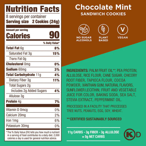 Catalina Crunch Keto Sandwich Cookies - Chocolate Mint - High-quality Cakes & Cookies by Catalina Crunch at BariatricPal Store