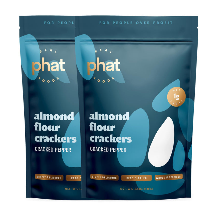Almond Flour Crackers by Real Phat Foods - Cracked Pepper (4.5 oz)
