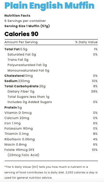 Schmidt / Old Tyme 647 English Muffins 6 muffins - High-quality Bread Products by Schmidt / Old Tyme at BariatricPal Store