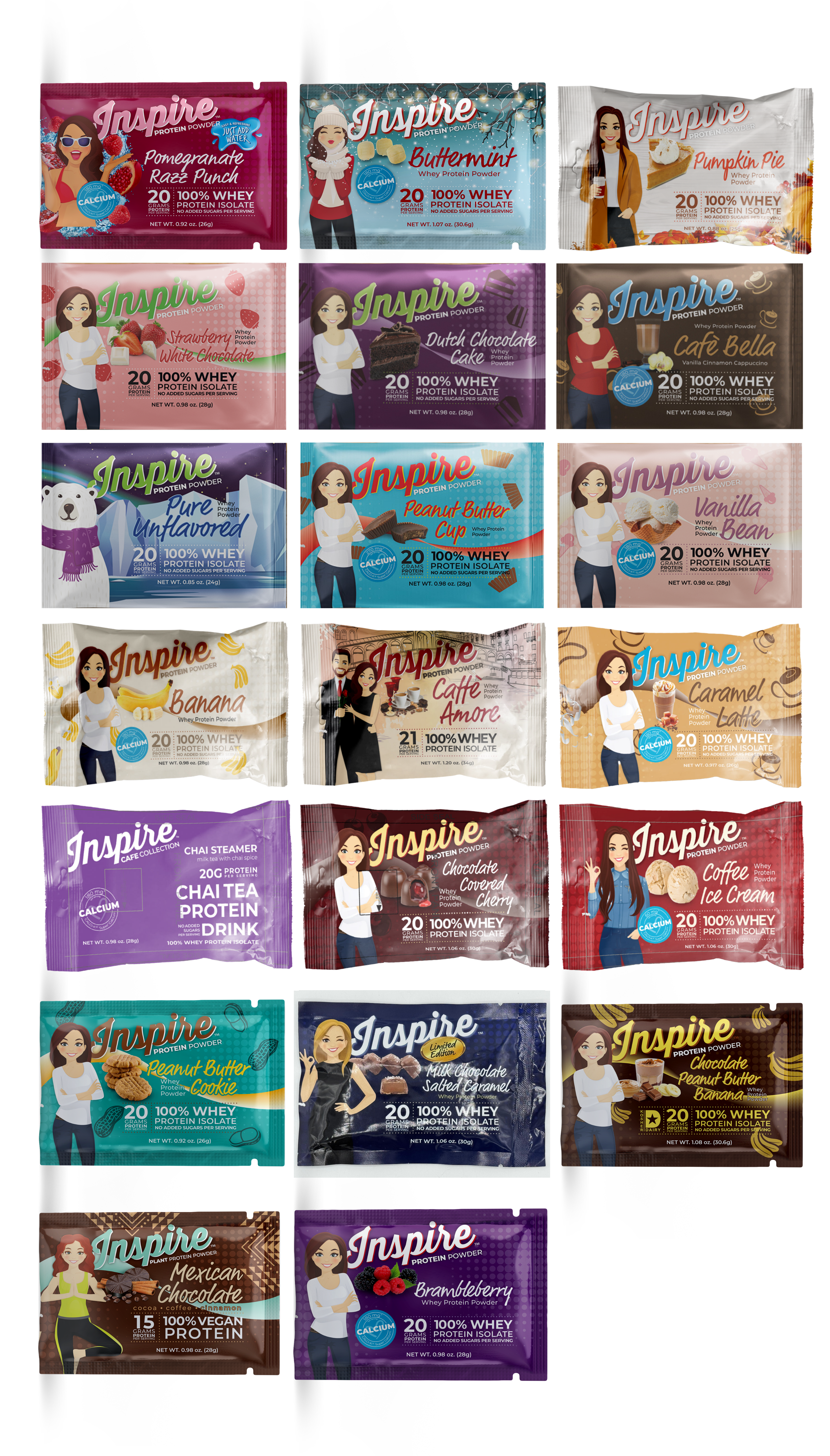Inspire Single Serve Protein Powder by Bariatric Eating - 20 Flavor Variety Pack!
