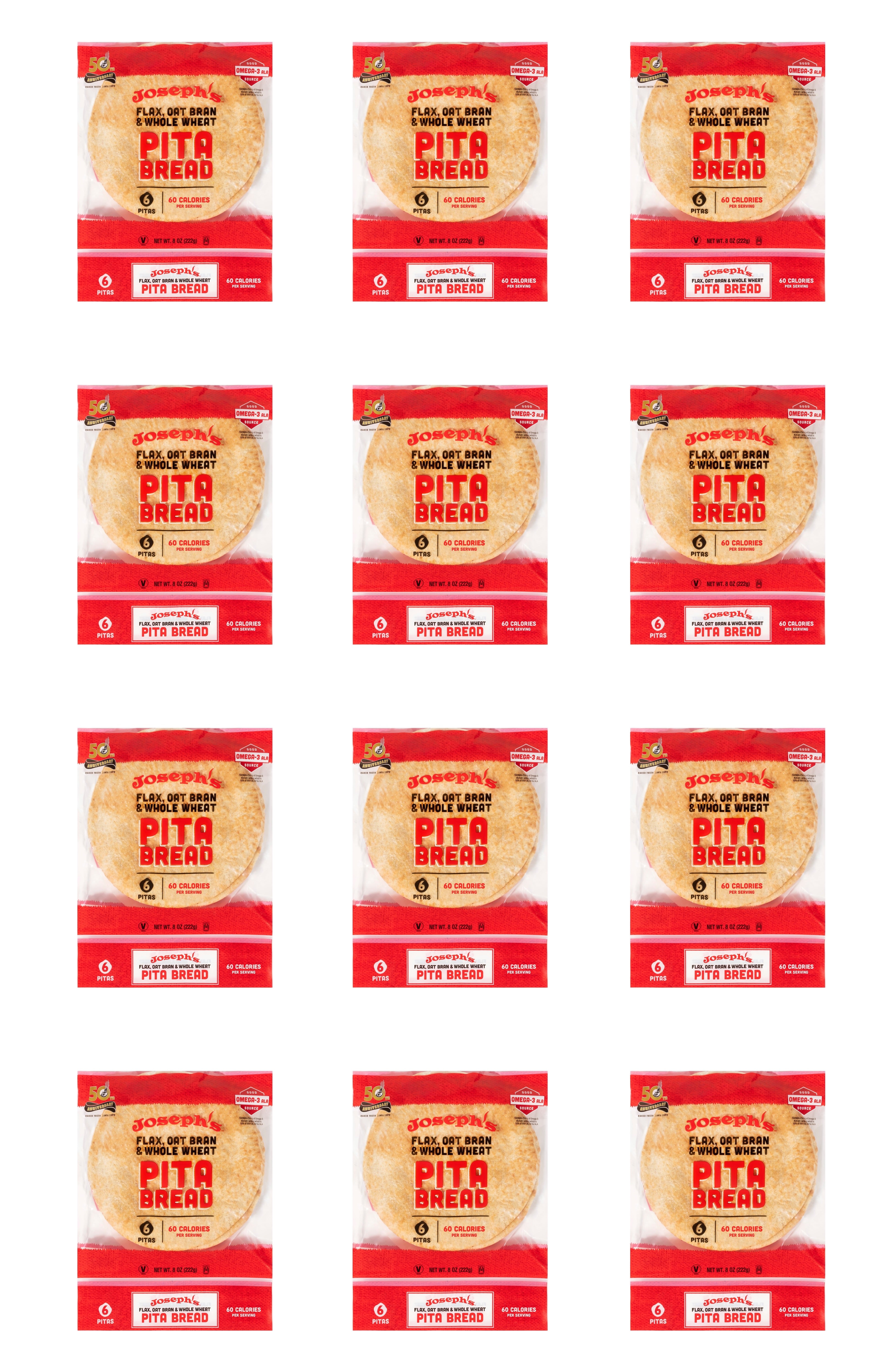 Joseph's Bakery Flax Oat Bran & Whole Wheat Pita Bread