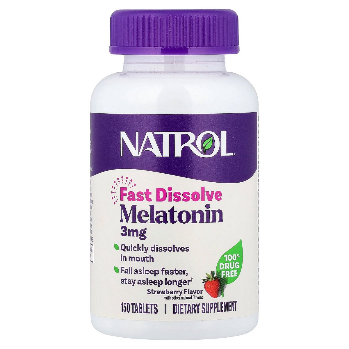 Natrol Melatonina, Disolución Rápida, 90 comprimidos / 3 mg, Fresa
