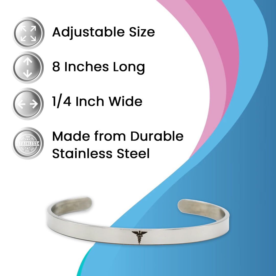 Gastric Surgery Medical Alert Bracelet Cuff by BariatricPal - Silver - High-quality Jewelry by BariatricPal at BariatricPal Store