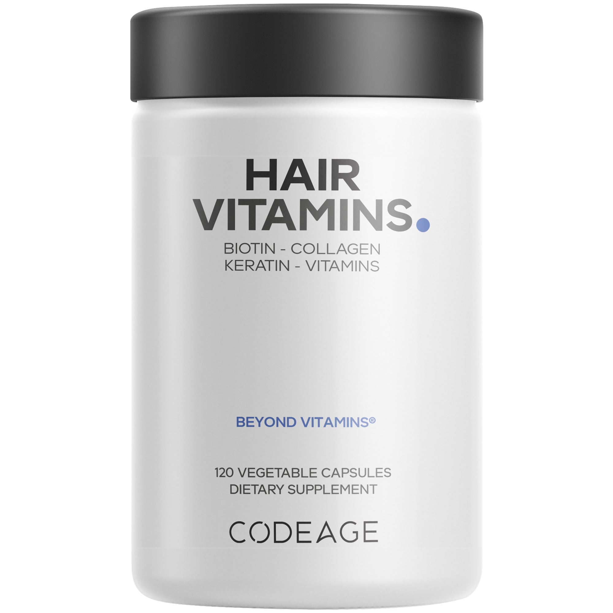 Vitamines capillaires à la biotine 10000 mcg Kératine Collagène Zinc Inositol, complément alimentaire pour le soutien capillaire de Codeage, 120 capsules