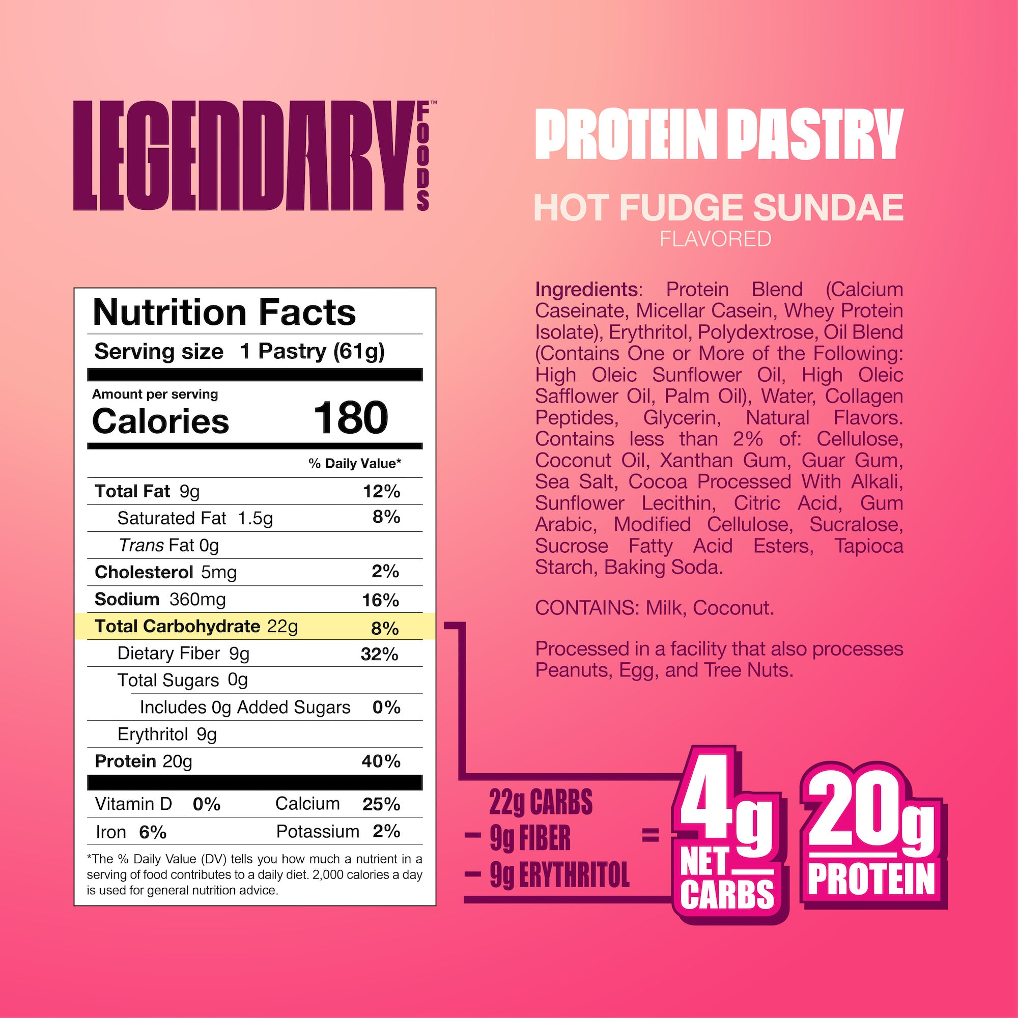 "Cake Style" Low-Carb Protein Pastry by Legendary Foods - Hot Fudge Sundae - High-quality Cakes & Cookies by Legendary Foods at BariatricPal Store