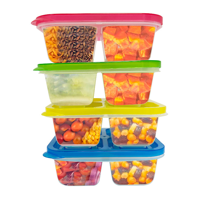 Reusable 4-Compartment Food Containers & Bento Lunch Boxes for School, Work, and Travel by Netrition (Set of 4) - High-quality Lunch Box by Netrition at BariatricPal Store