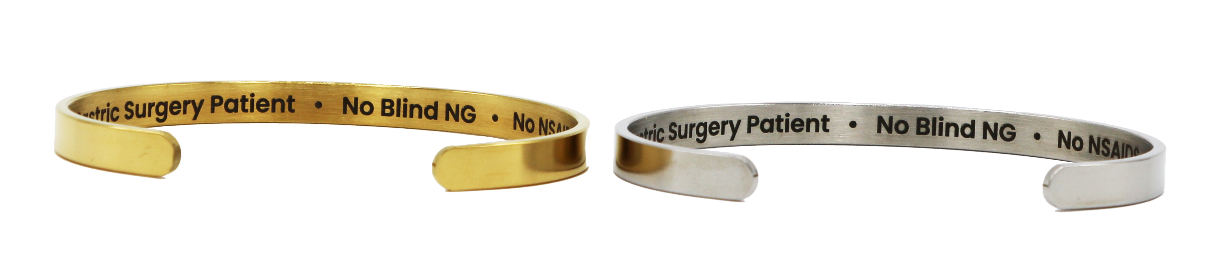 Gastric Surgery Medical Alert Bracelet Cuff by BariatricPal - Silver & Gold Set - High-quality Jewelry by BariatricPal at BariatricPal Store