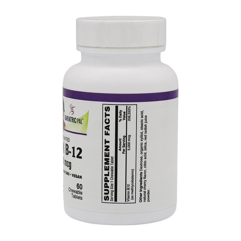 Coenzymated 5,000mcg Methyl B-12 (60) Chewable Tablets by BariatricPal