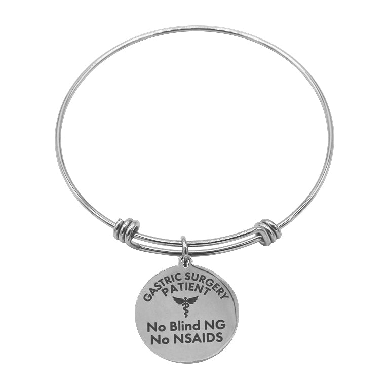 Gastric Surgery Medical Alert Bracelet with Silver Charm by BariatricPal - High-quality Jewelry by BariatricPal at BariatricPal Store