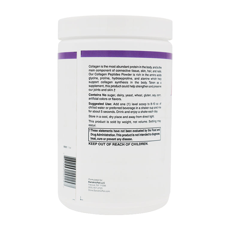 Collagen Peptides Powder (Hydrolyzed Type 1 & 3, Grass Fed) Skin, Hair, Nail & Joint Support by BariatricPal - Unflavored & Unsweetened - High-quality Collagen Powder by BariatricPal at BariatricPal Store