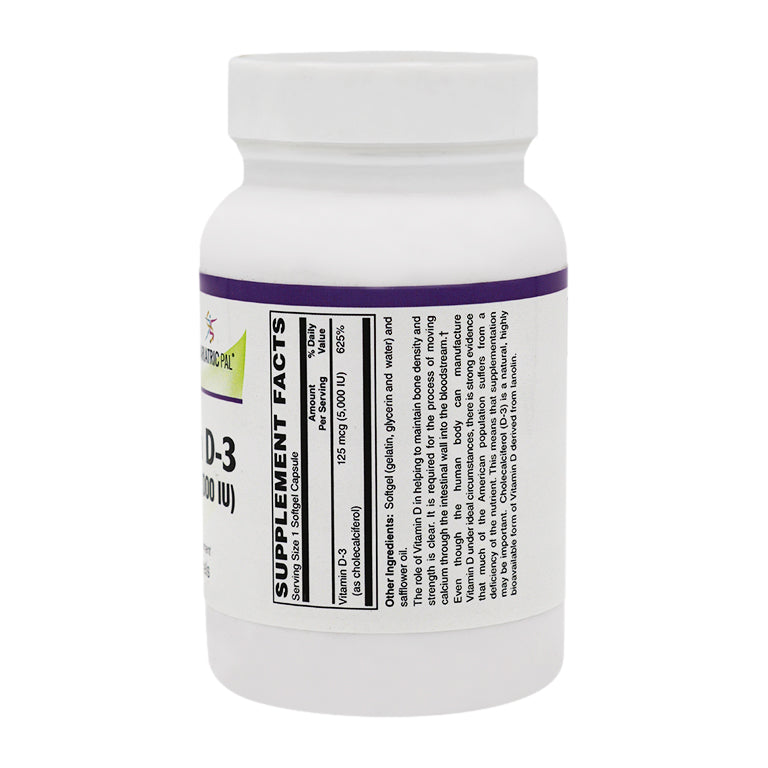 Vitamin D-3 125mcg (5000 IU) - Easy Swallow Vegetarian Softgels by BariatricPal - High-quality Vitamin D by BariatricPal at BariatricPal Store