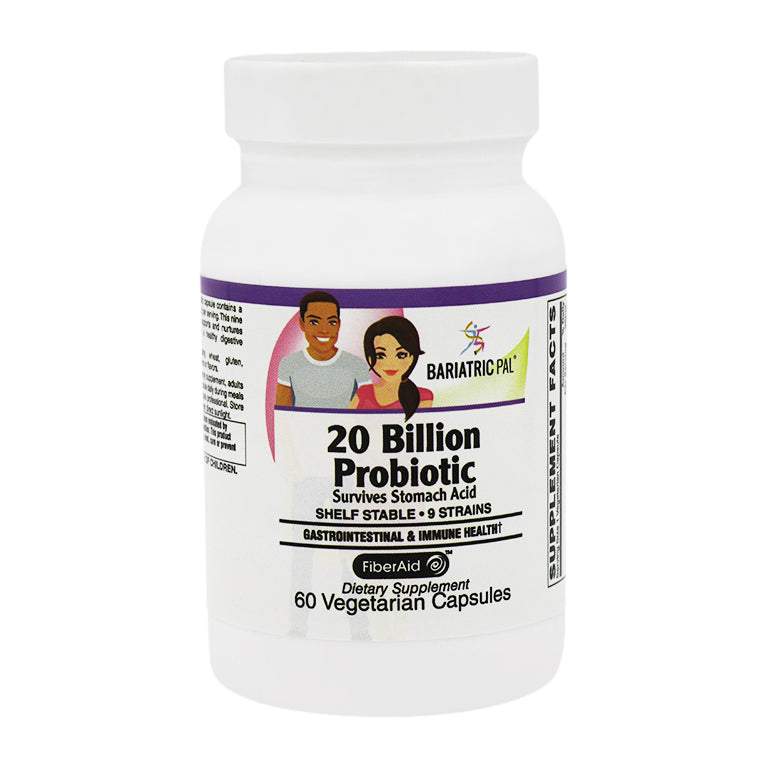 Prebiotic & Probiotic 20 Billion CFU Gastrointestinal & Immune Health Capsules with FiberAid™ by BariatricPal - High-quality Probiotic by BariatricPal at BariatricPal Store