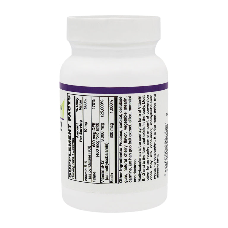 Methyl B-12 (3,000 mcg) with Biotin, B6 & Folate Cherry Flavored Lozenges (100) by BariatricPal - High-quality B Vitamins by BariatricPal at BariatricPal Store