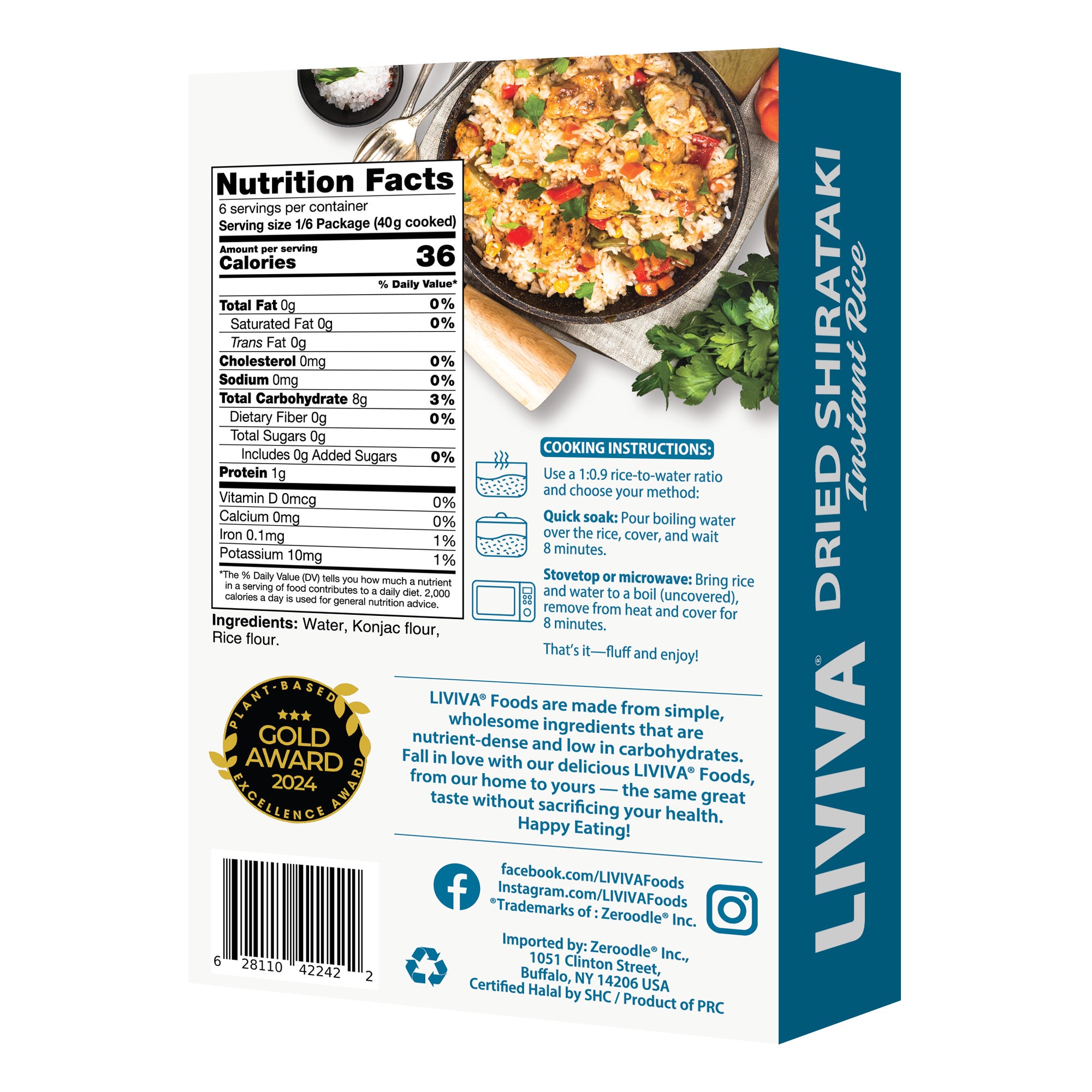 Liviva Dried Shirataki Instant Rice, One Box