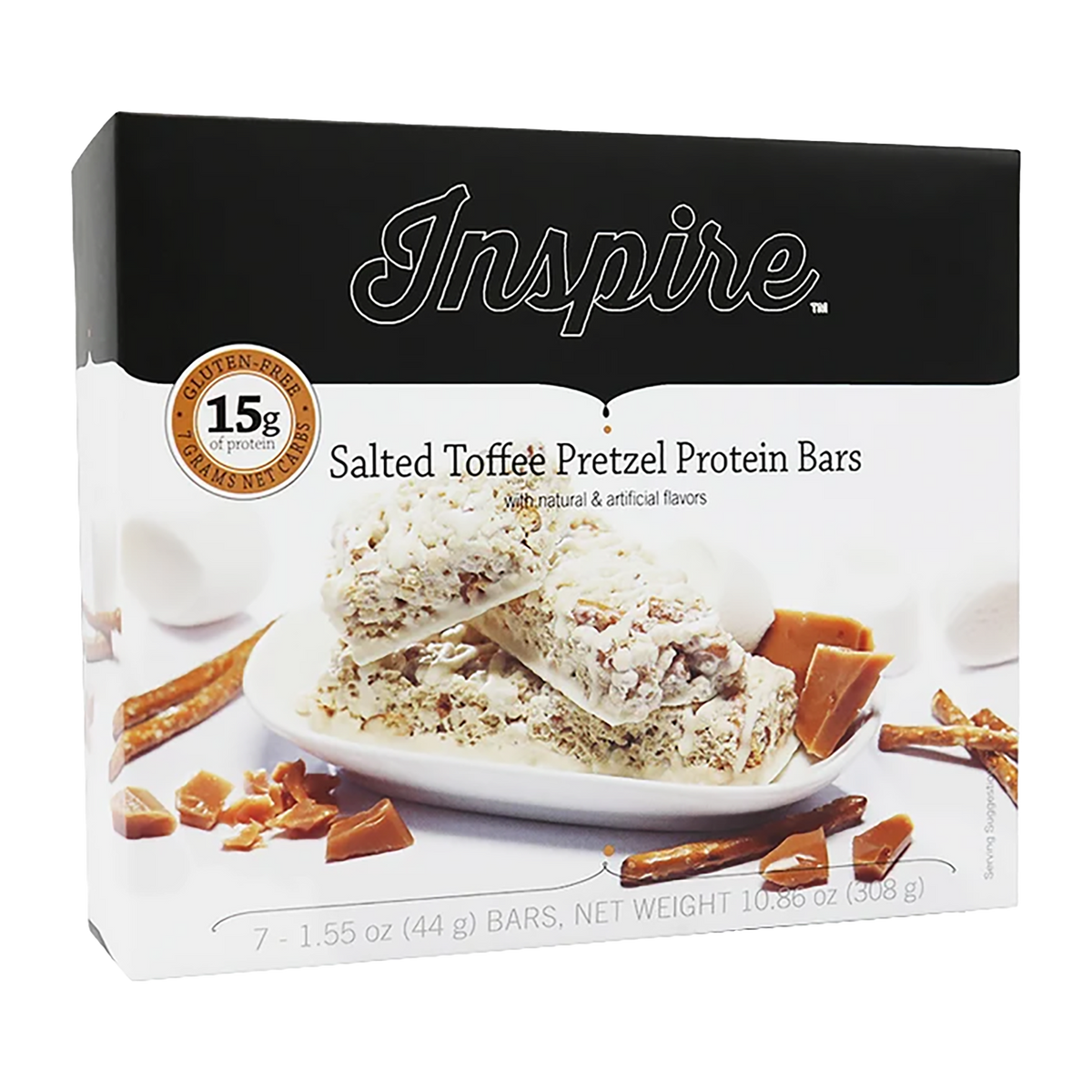Inspire 15g Protein & Fiber Bars by Bariatric Eating - Salted Toffee Pretzel, One Box