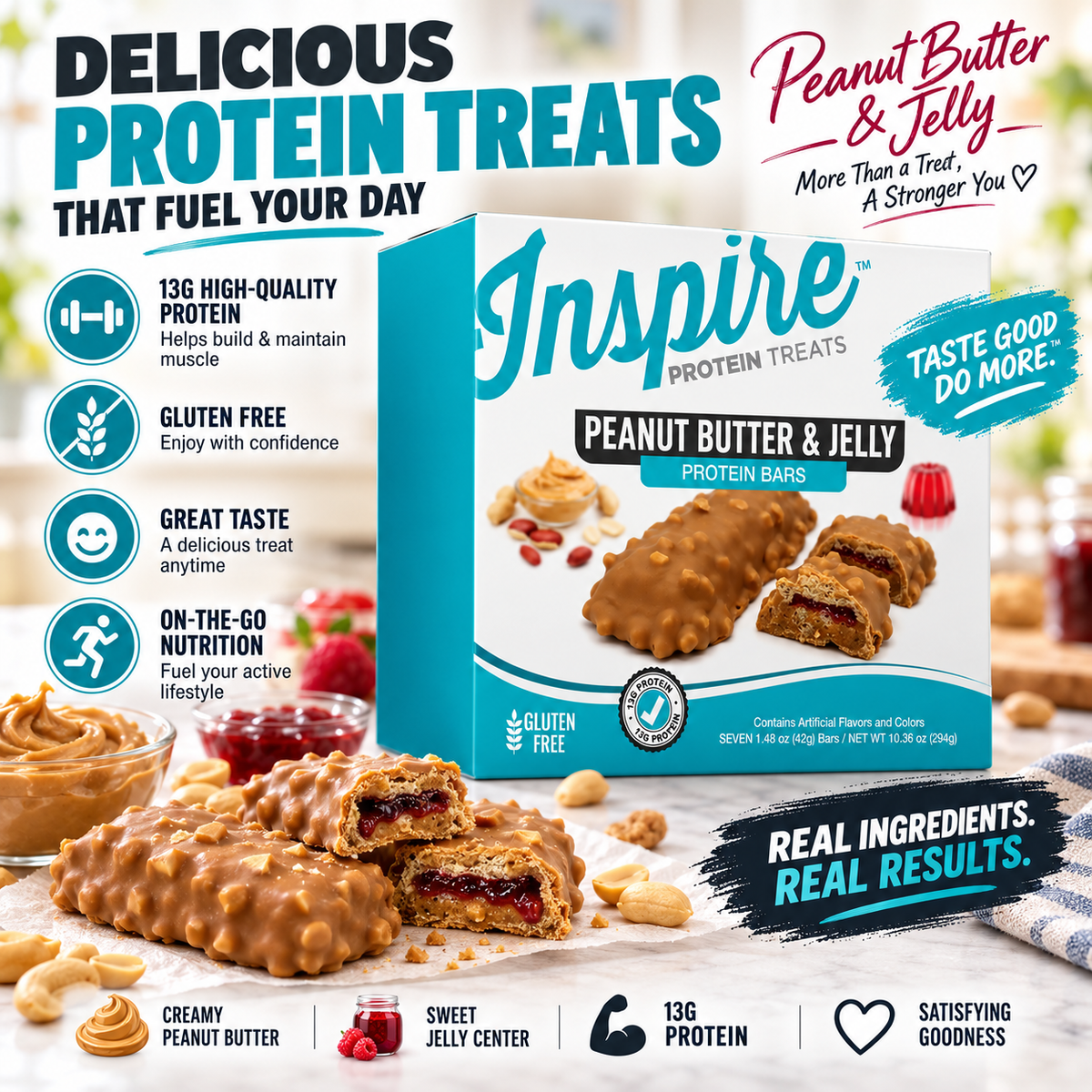 Inspire Peanut Butter and Jelly Bar with 13g of Protein