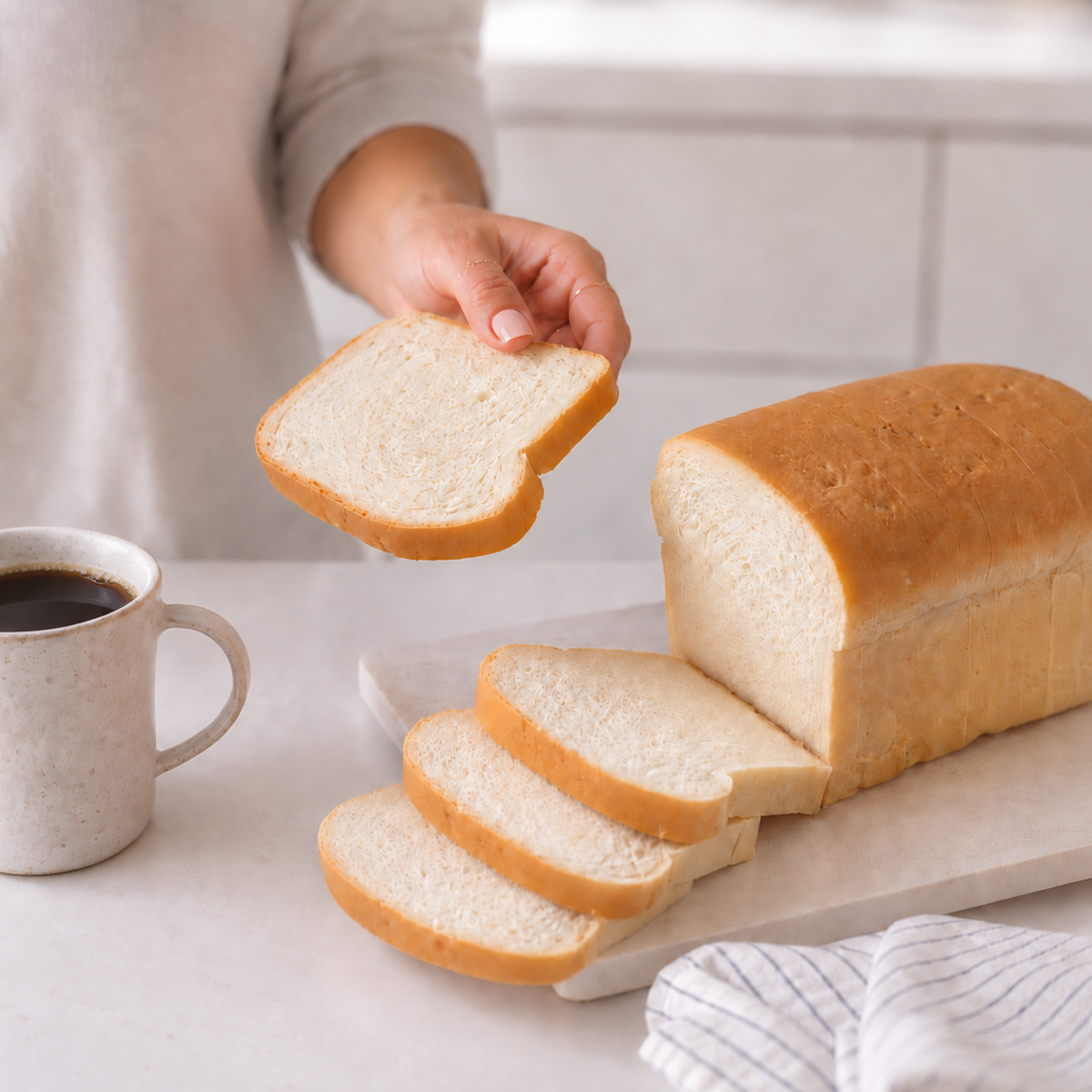 Inspire Protein Kitchen Plain Bread packaging with Nutrition Facts, ingredients and storage instructions. Each slice has 45 calories, 1 gram of net carbs and 6 grams of protein.
