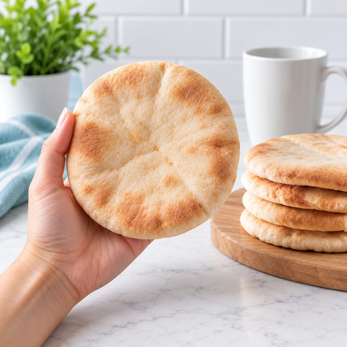Inspire Protein Kitchen Pita Bread packaging with Nutrition Facts, ingredients, preparation directions and storage instructions. Each pita has 80 calories, 2 grams of net carbs and 10 grams of protein.