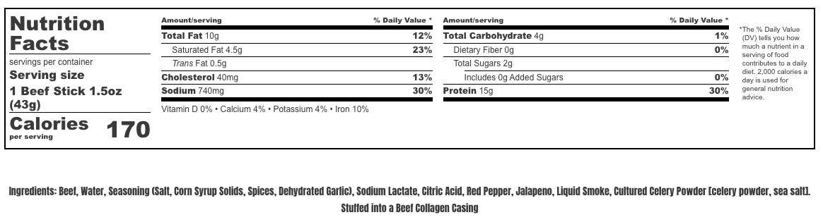 Wicked Cutz Beef Jerky Stick - Hot Jalapeño