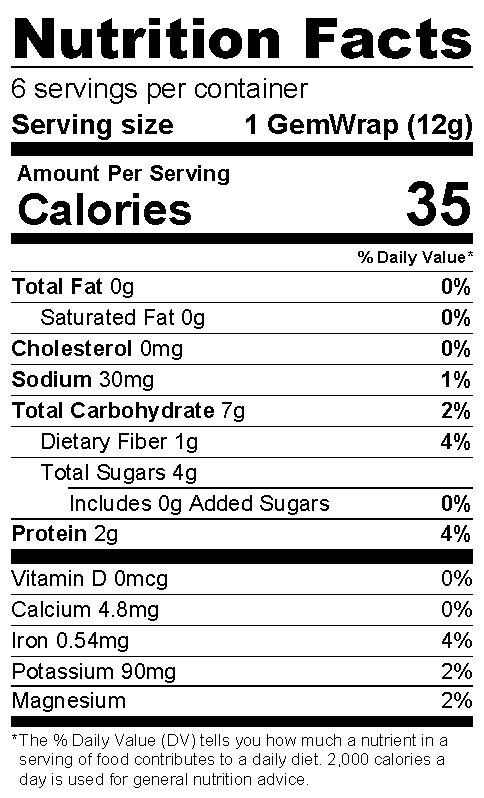 GemWraps Sandwich Wraps by NewGem Foods - Apple Kale