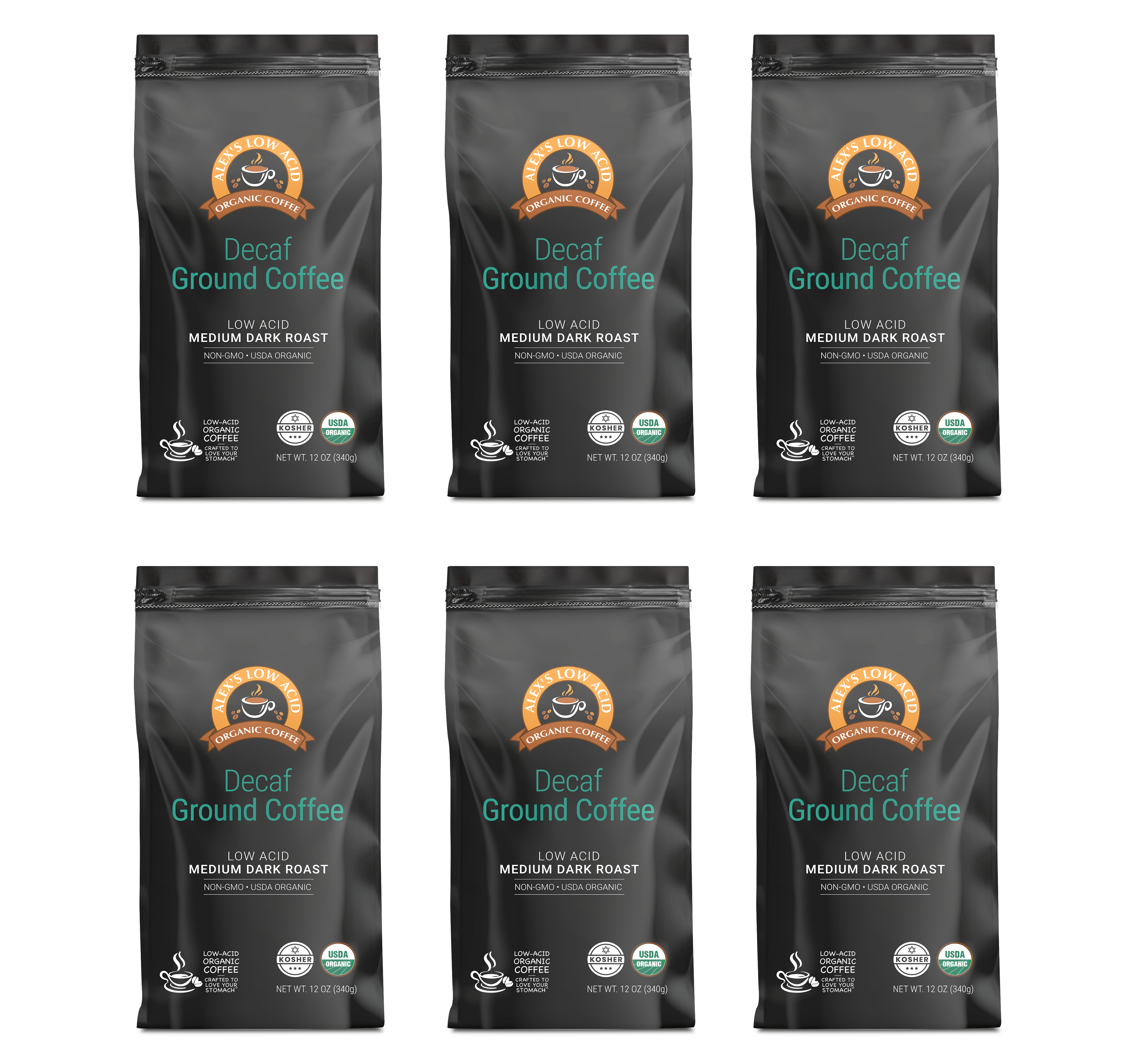 Alex's Low Acid Organic Coffee™ - Decaf Fresh Ground (12oz)