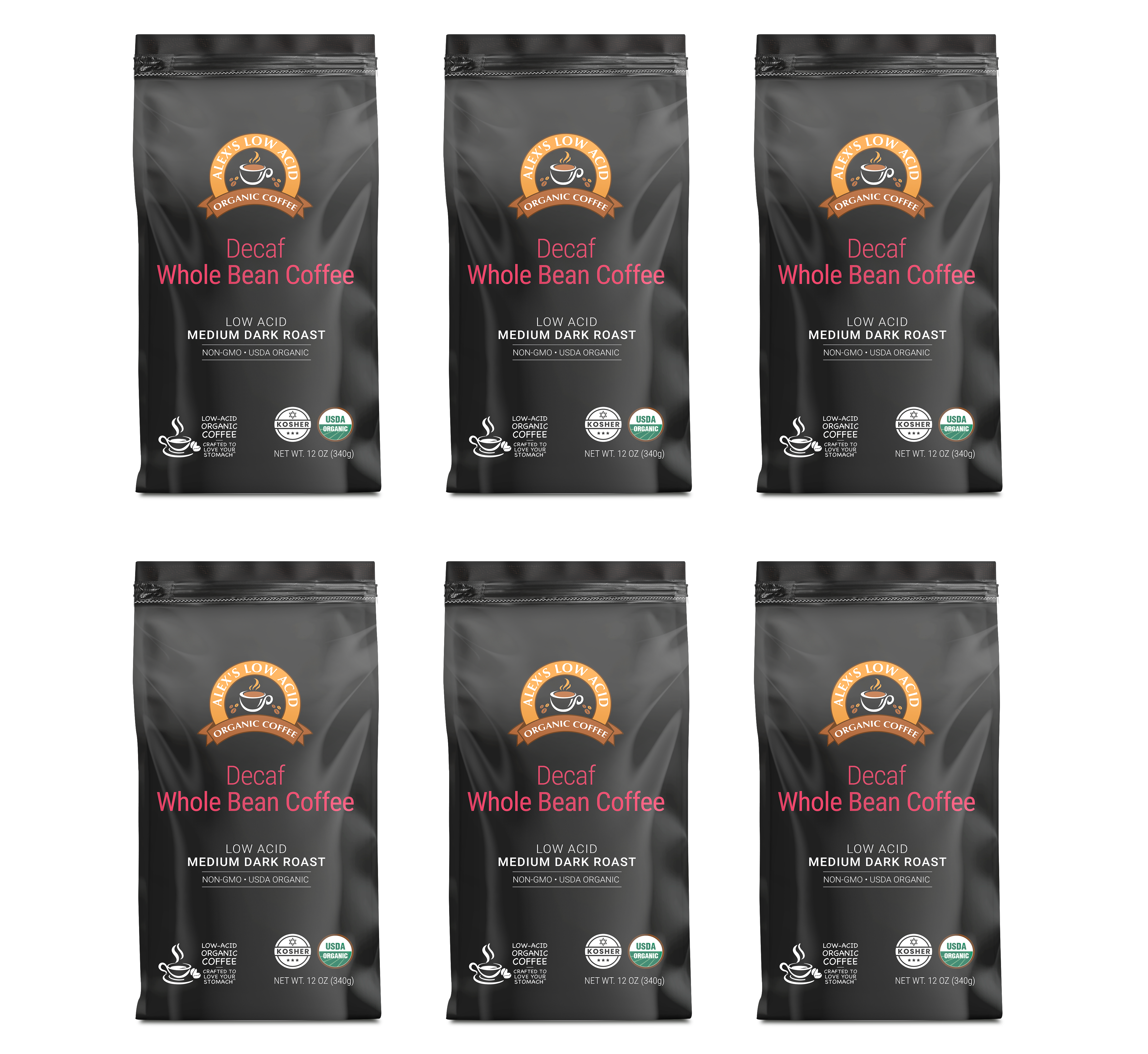Alex's Low Acid Organic Coffee™ - Decaf Whole Bean (12oz)