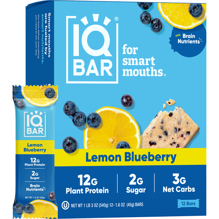 IQBar Vegan and Keto Protein Bars - Lemon Blueberry - High-quality Protein Bars by IQBar at BariatricPal Store