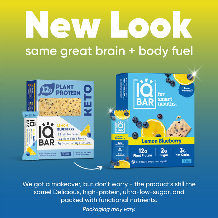 IQBar Vegan and Keto Protein Bars - Lemon Blueberry - High-quality Protein Bars by IQBar at BariatricPal Store