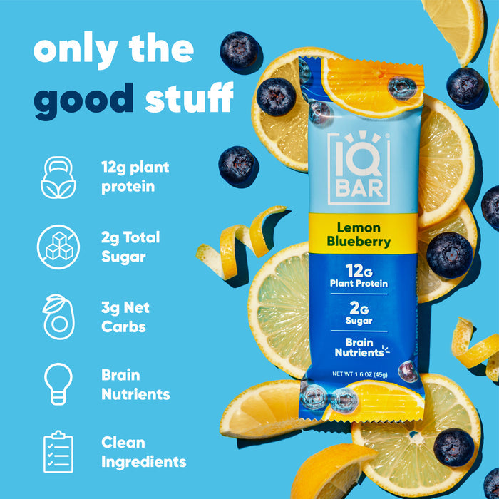 IQBar Vegan and Keto Protein Bars - Lemon Blueberry - High-quality Protein Bars by IQBar at BariatricPal Store