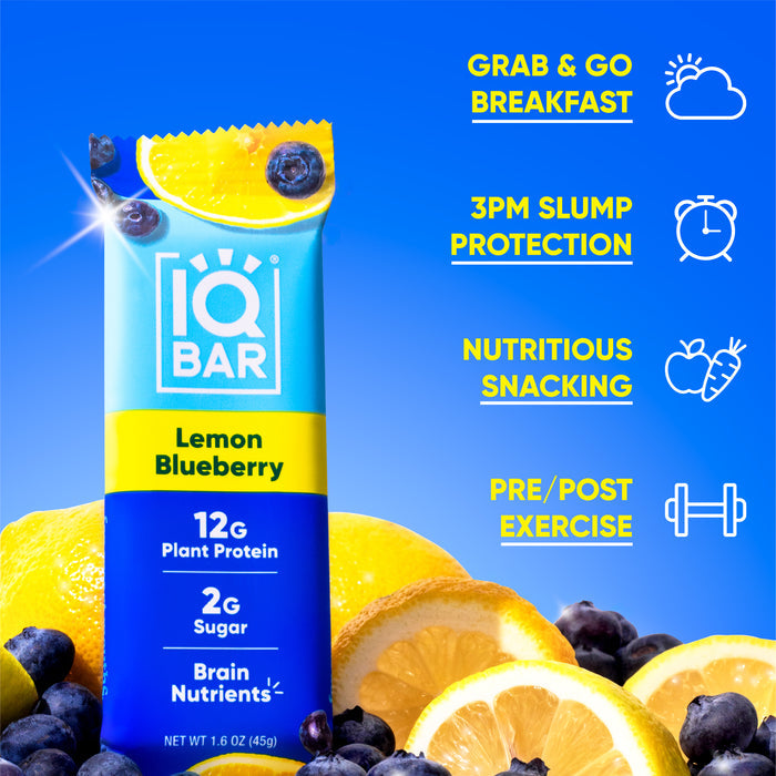 IQBar Vegan and Keto Protein Bars - Lemon Blueberry - High-quality Protein Bars by IQBar at BariatricPal Store