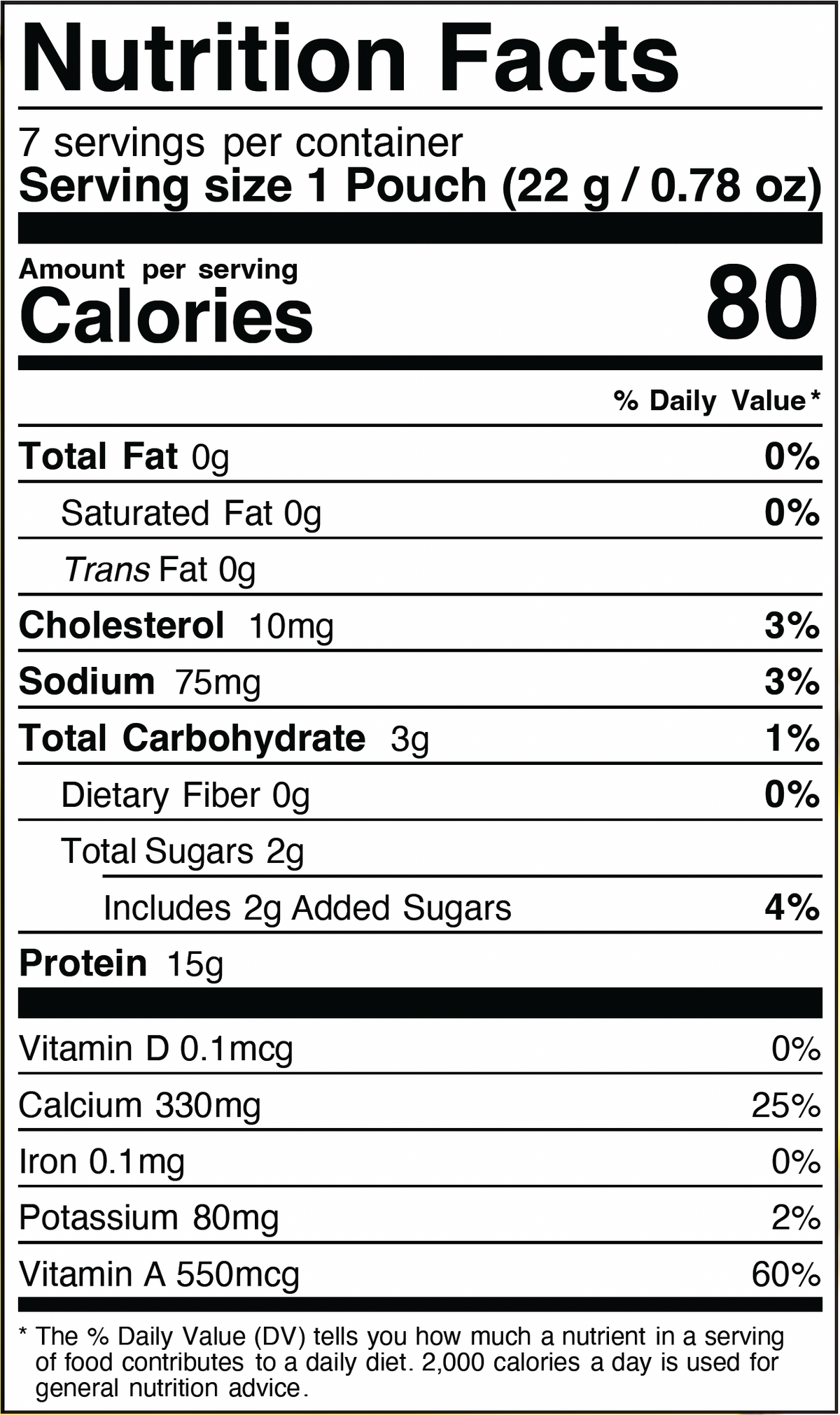 A nutrition facts label displays detailed information about a product, including serving size, calories, and nutrient content such as fat, protein, and vitamins.