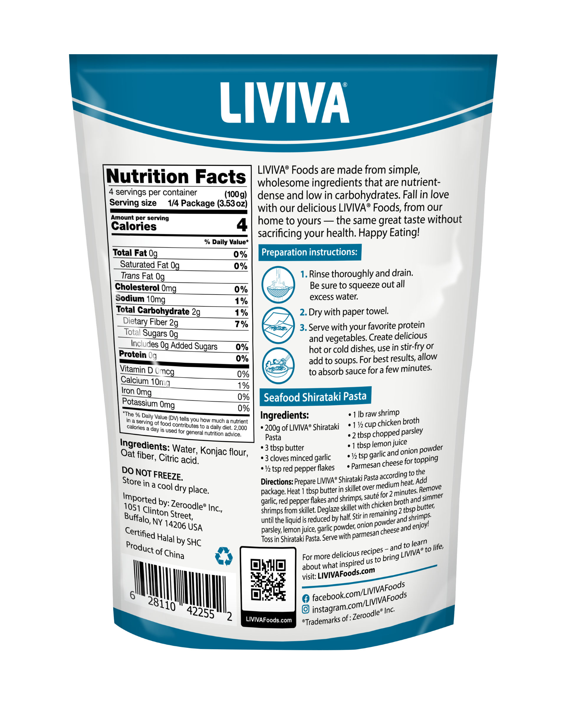 Liviva Organic Shirataki Pasta with Oat Fiber - Rice, 18.34 oz