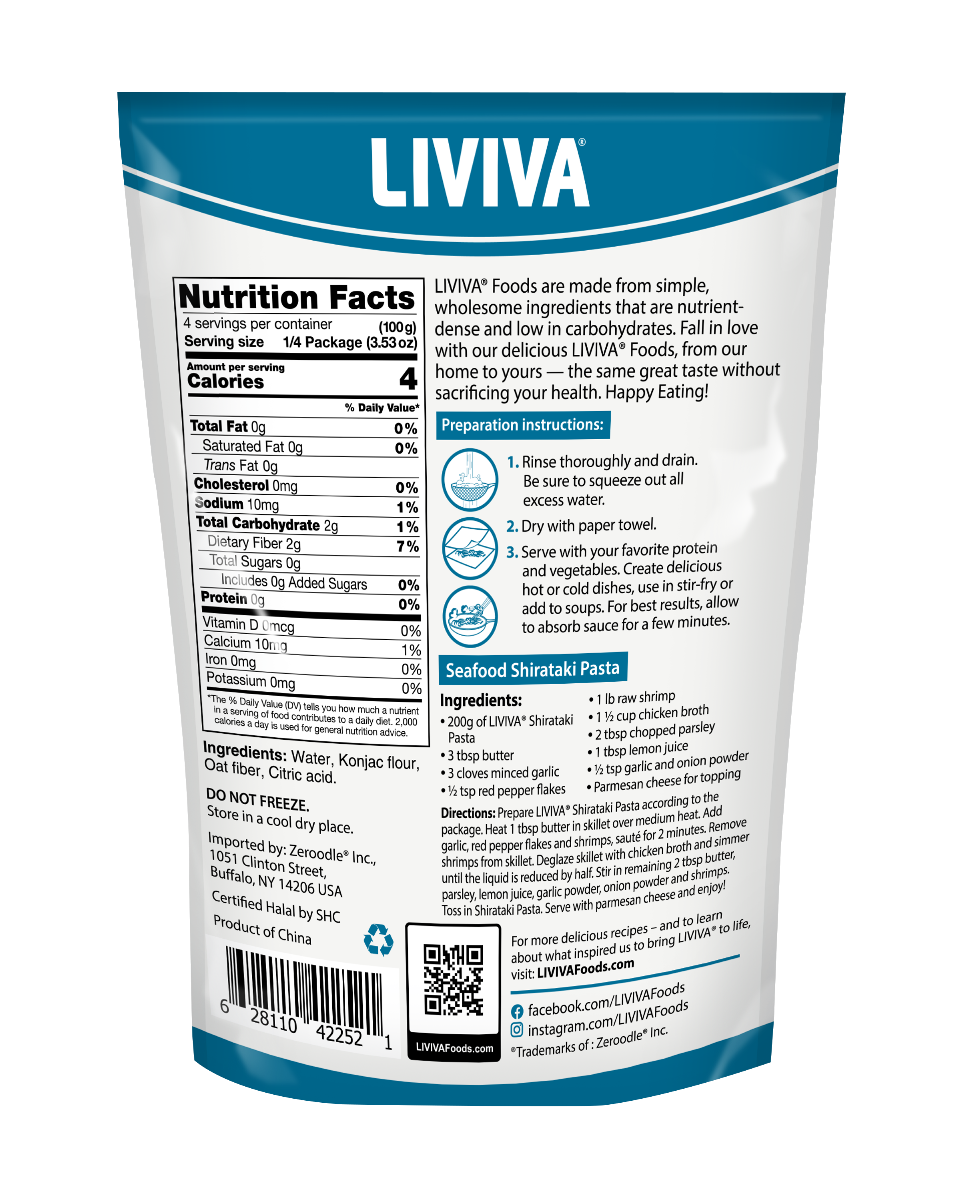 Liviva Organic Shirataki Pasta with Oat Fiber - Spaghetti, 18.34 oz