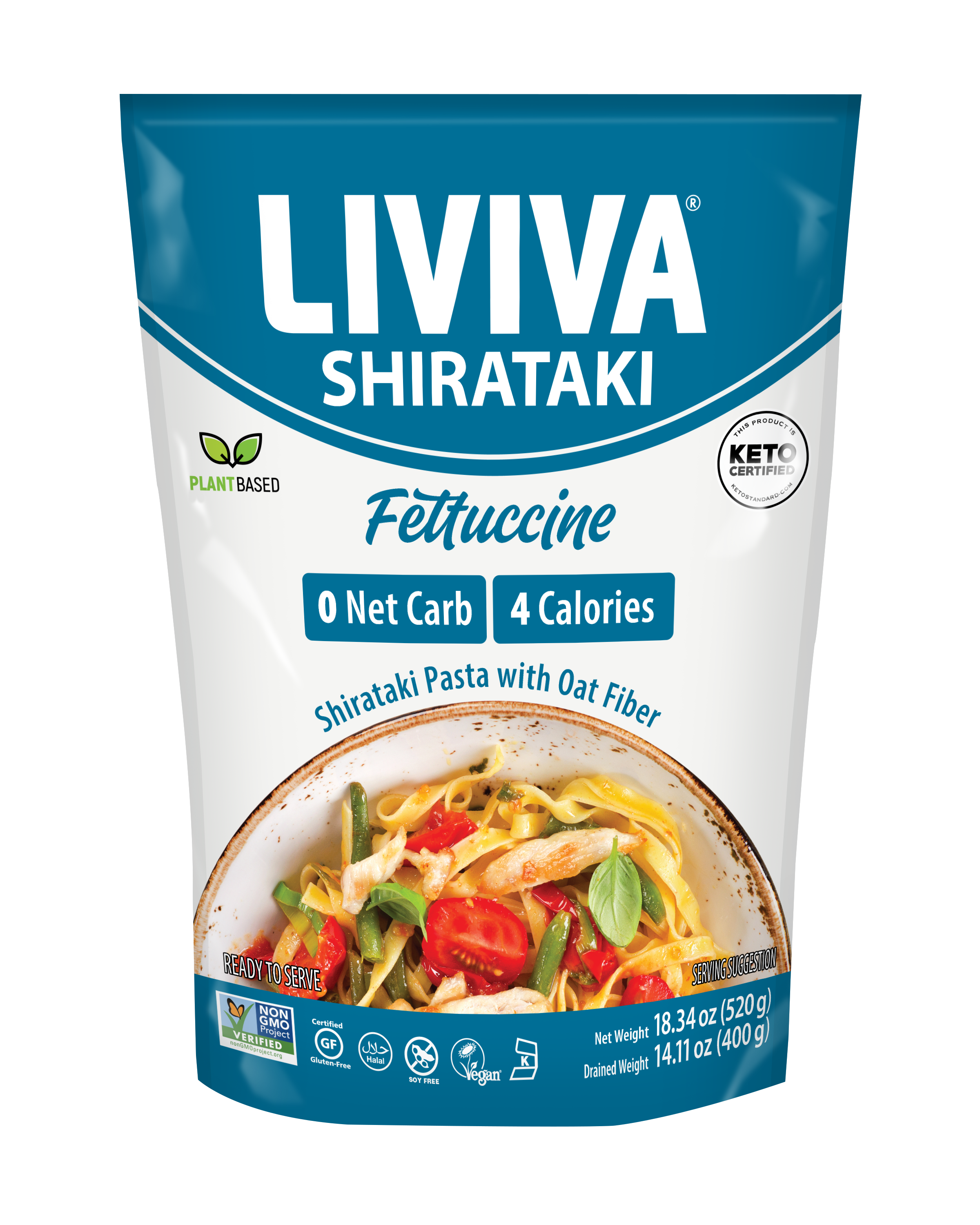 Liviva Organic Shirataki Pasta with Oat Fiber - Fettuccine, 18.34 oz