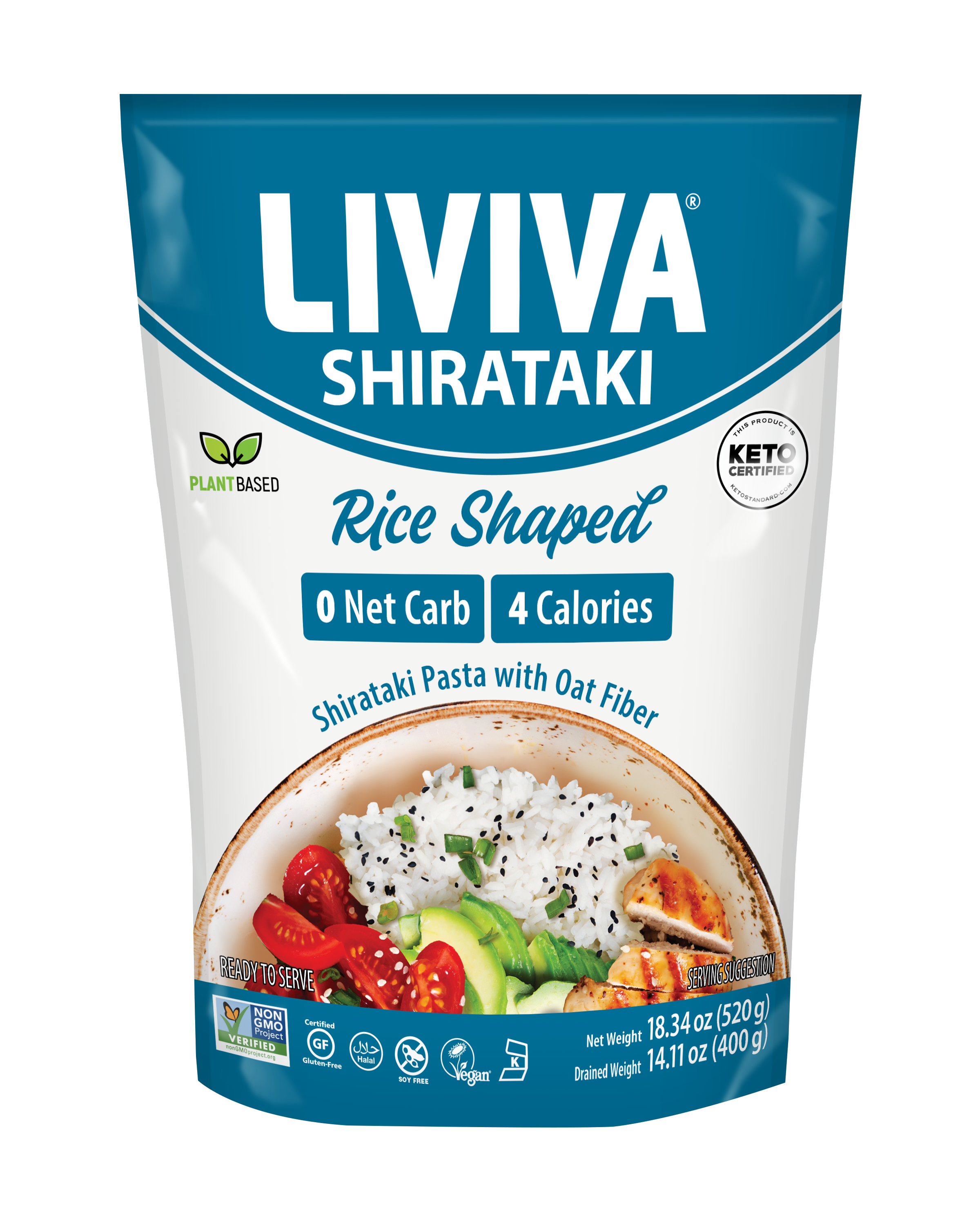 Liviva Organic Shirataki Pasta with Oat Fiber - Rice, 18.34 oz