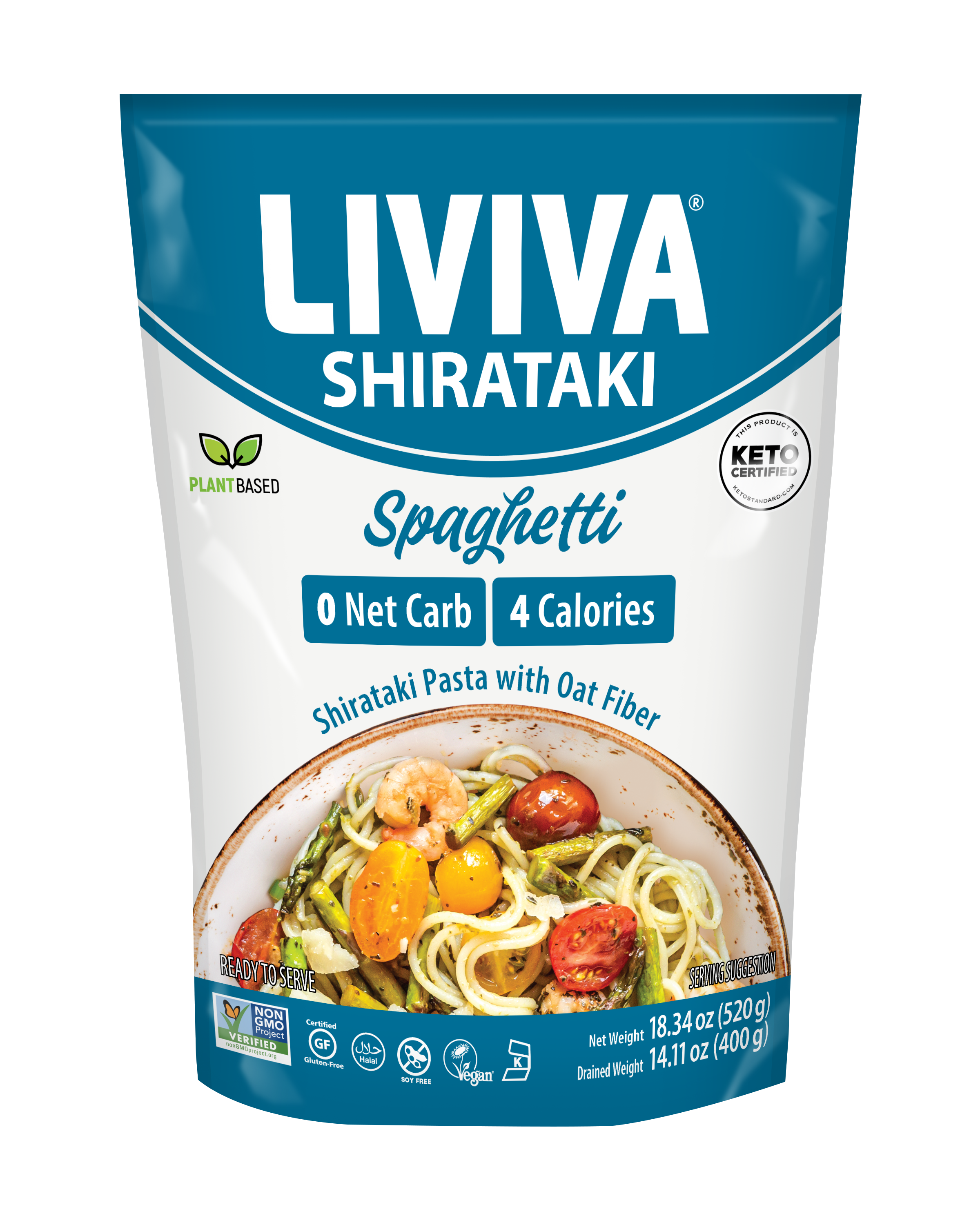 Liviva Organic Shirataki Pasta with Oat Fiber - Spaghetti, 18.34 oz