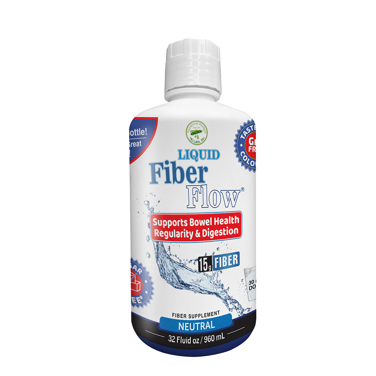 Liquid Fiber Flow® Liquid Fiber Supplement 32oz Bottle by Nutritional Designs - High-quality Fiber Supplement by Nutritional Designs Inc at BariatricPal Store